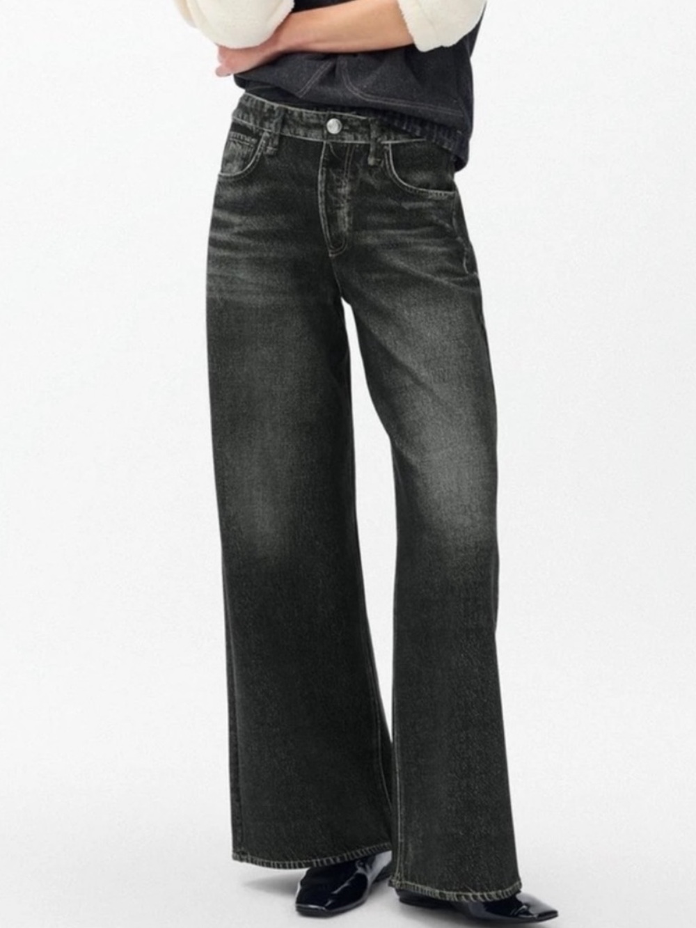 Rag And Bone Miramar Sofie Wide-Leg Faux Jean in Cotton Terry | 25 - Picture 1 of 12